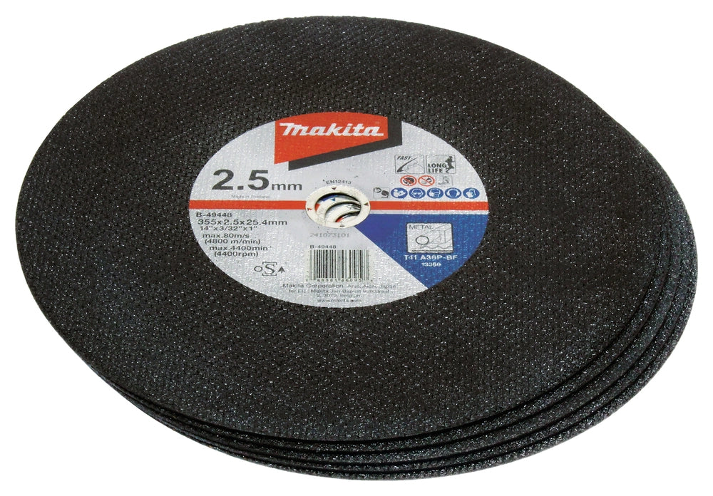 CONFEZIONE 5 DISCHI TAGLIO METALLO MAKITA D.355mm X 2,5mm B-49448-5