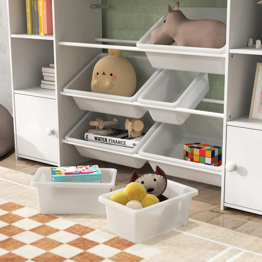 Scaffale portagiochi bambini con 8 cassetti estraibili ¨C Xylo ¨C Legno bianco organizer libreria