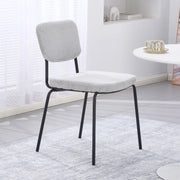 Sedia Juno in tessuto colore grigio chiaro e struttura in metallo nero set 4 pezzi