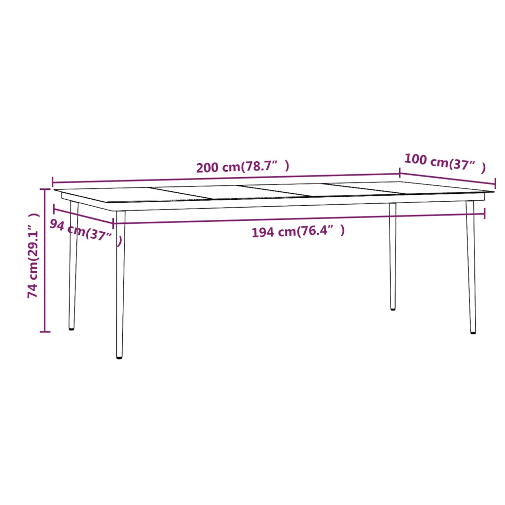 Set da Pranzo da Giardino 7 pz con Cuscini Grigio e Nero 3099315
