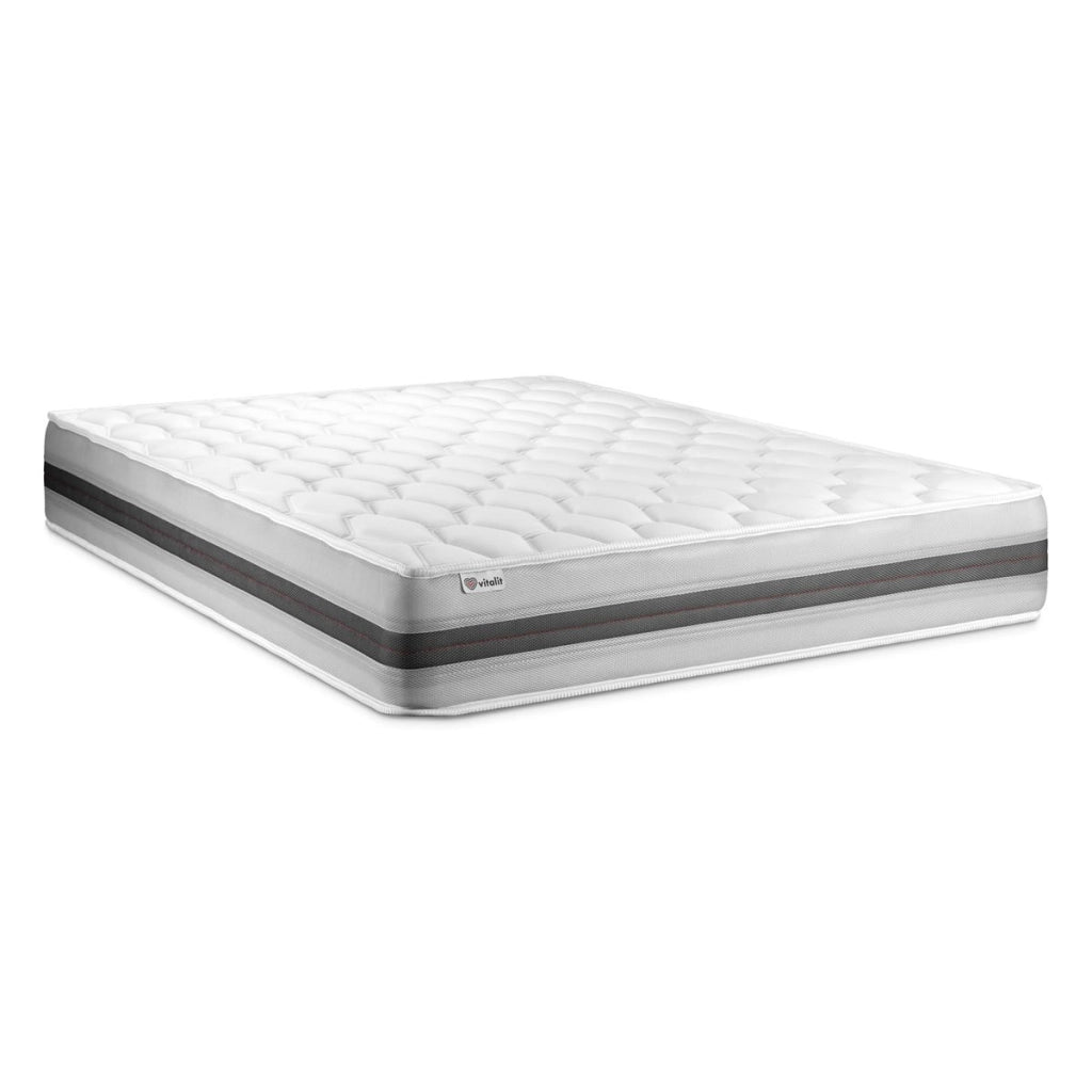 Pacchetto letto completo - Materasso 140x190cm + Box spring con doghe (in kit) + 2 guanciali + Piumino - Vitalspring Recover