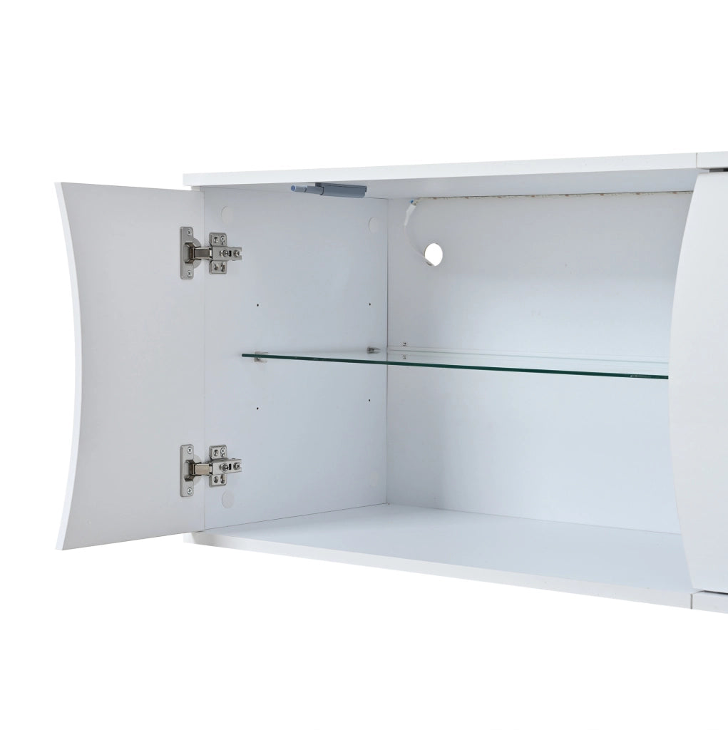 Mobile TV 180x40x45 cm con 3 ante e LED in truciolato bianco