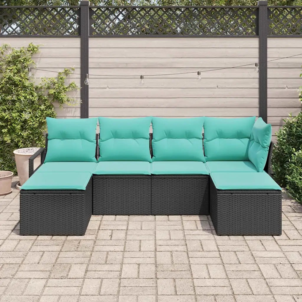 Set di divani 6 pcs Nero polyrattan 3346496