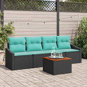 Set Divano da Giardino con cuscino 5 pcs Nero polyrattan 3347767