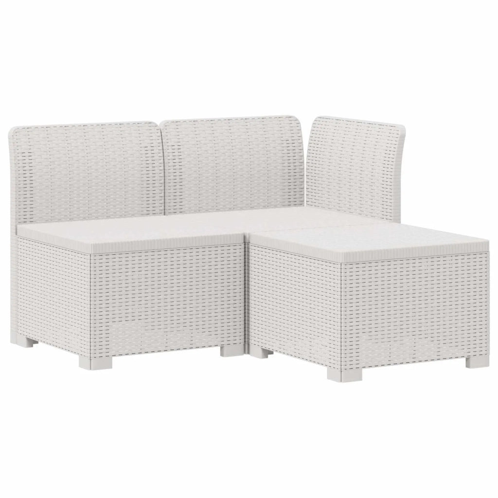 Divano da esterno-Divano da Giardino 3 posti con cuscini in look rattan PP Bianco 688335