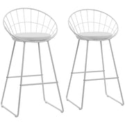 Set di 2 sgabelli da bar 75cm in metallo bianco e cuscino bianco ALEX