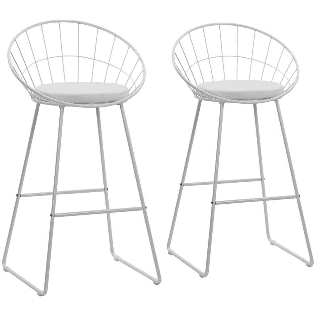 Set di 2 sgabelli da bar 75cm in metallo bianco e cuscino bianco ALEX
