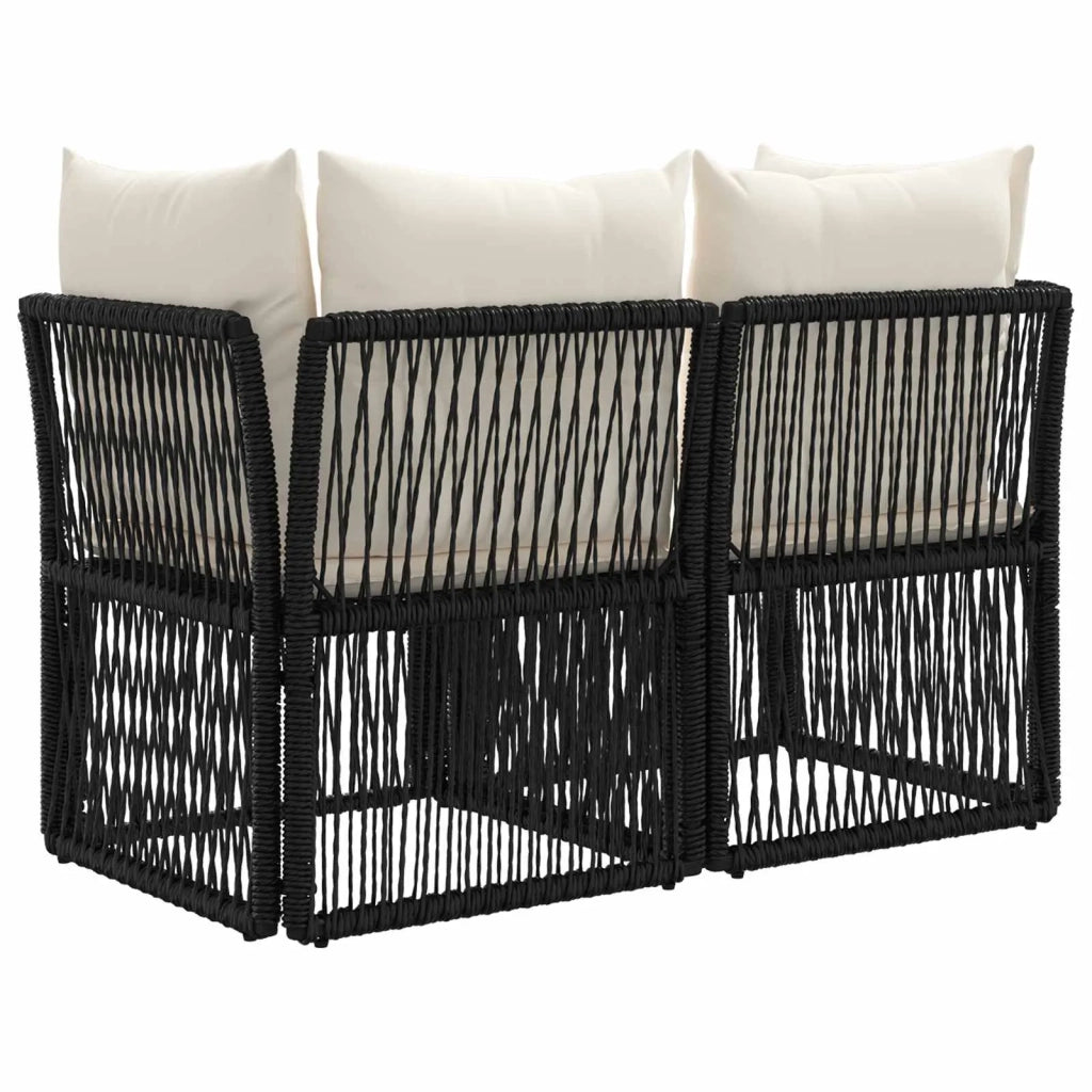 Divano da giardino 2-Numero di posti Nero polyrattan 42026695