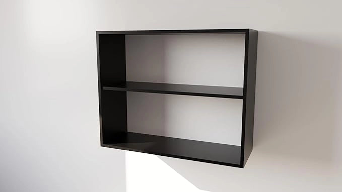 Pensile Cucina  in Legno Nobilitato Nero, Mobile Alto con 2 Ante, Pensile Componibile Moderno Made in Italy (H72XL70XP33cm)