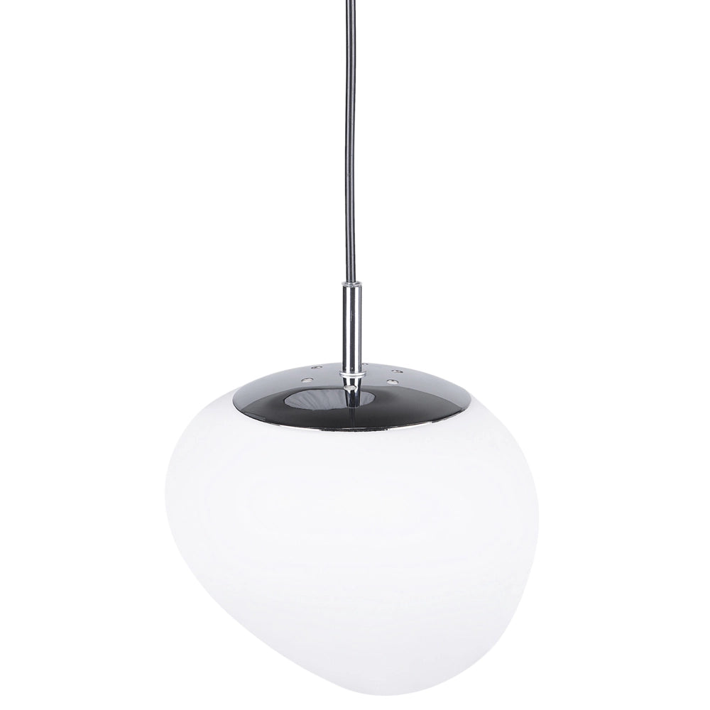 Lampada a Sospensione Vetro Bianco Elementi Argento Forma Irregolare 1 Luce Moderna