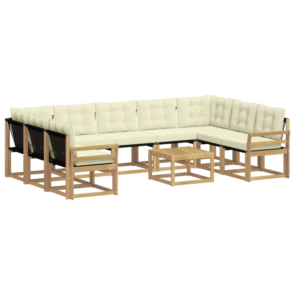 Set di divani da esterno 10 pz Bianco e Crema 3389884