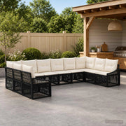 Set Divano da Giardino 10 pz Nero polyrattan 3436114