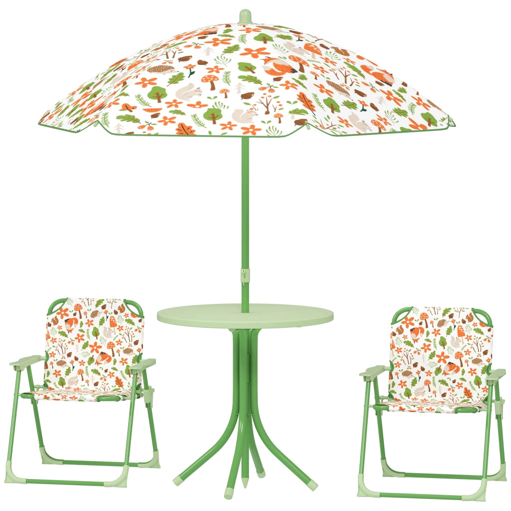 Set giardino bambini 4 pezzi elefante giraffa ¨C Xylo ¨C tavolo sedie pieghevoli parasol ?100cm