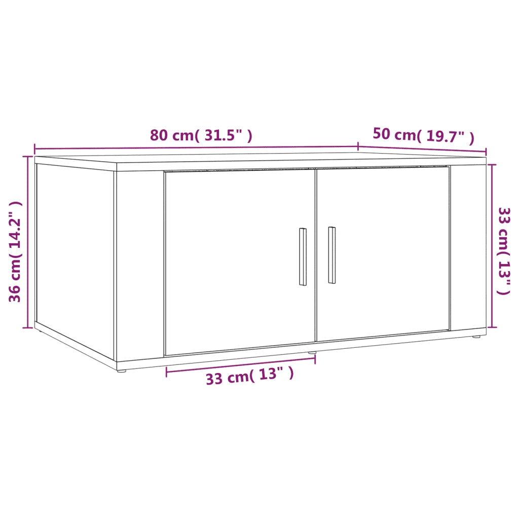 Tavolino Salotto Grigio Cemento 80x50x36 cm Legno Multistrato 816516