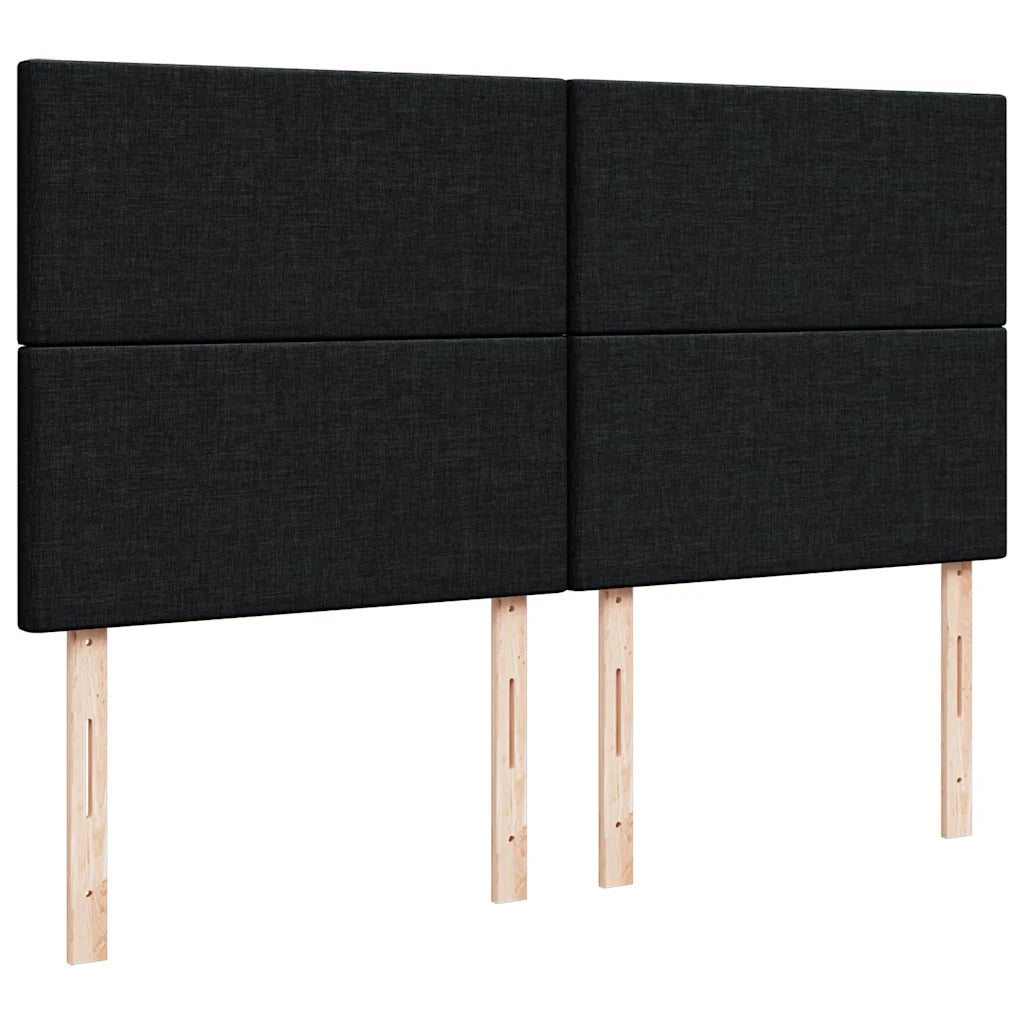 Struttura Letto Pouf con Materasso Nero 160x200 cm in Tessuto 3313936