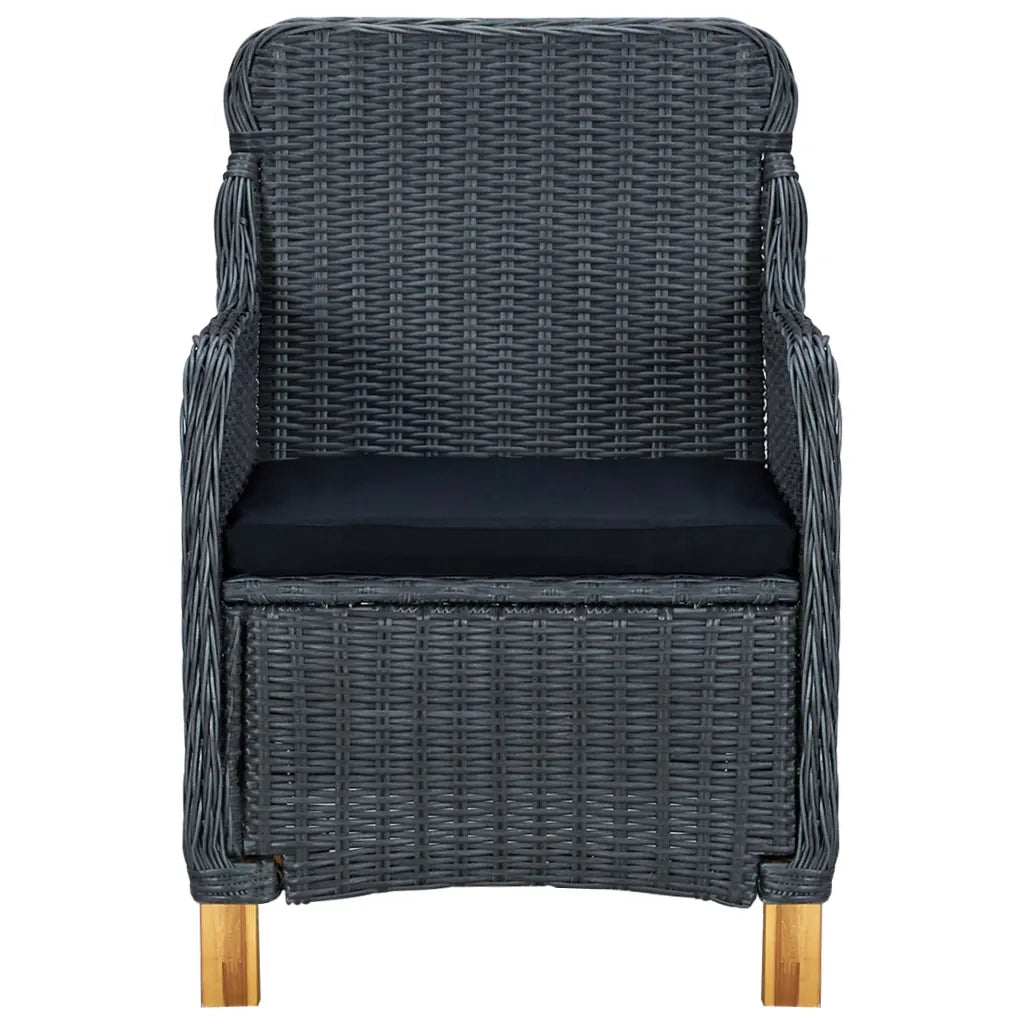 Set da Pranzo da Giardino 9pz e Cuscini Polyrattan Grigio Scuro 3060168