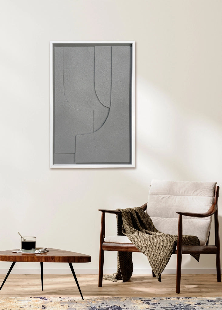 Tela incorniciata Hispanohogar in resina 3D materica geometrica grigia 90x60