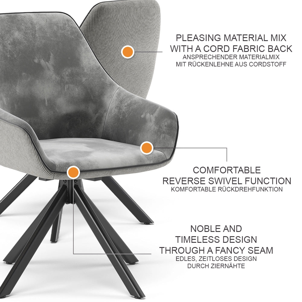 Vicco Lounge chair Grigio Set di 2