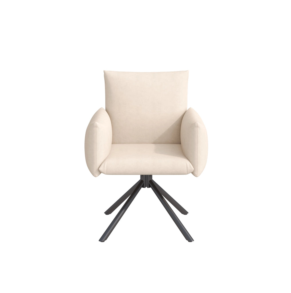 Set di 2 sedie girevoli 61.98x54.99x53.34 cm con braccioli e schienale ergonomico in velluto e metallo beige