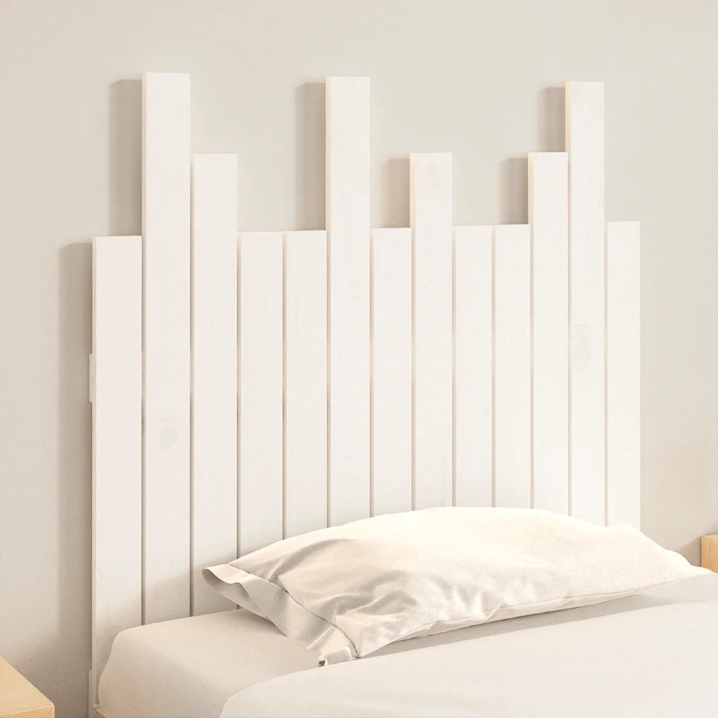 Testiera | Testata da Parete Bianca 82,5x3x80cm in Legno Massello di Pino