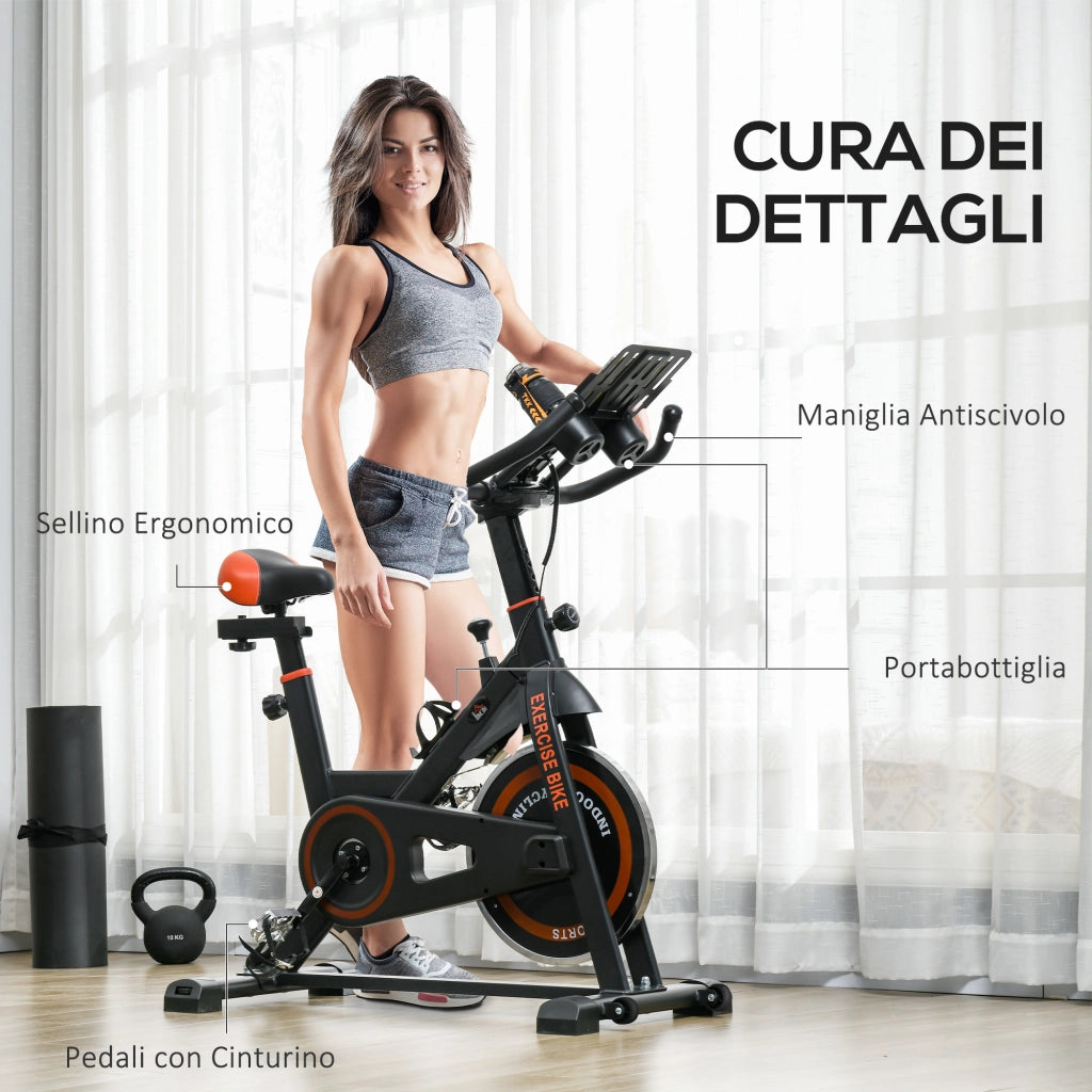 Cyclette con Volano da 8 kg e Schermo LCD 103x53x100-114A cm in Acciaio e ABS Rosso e Nero