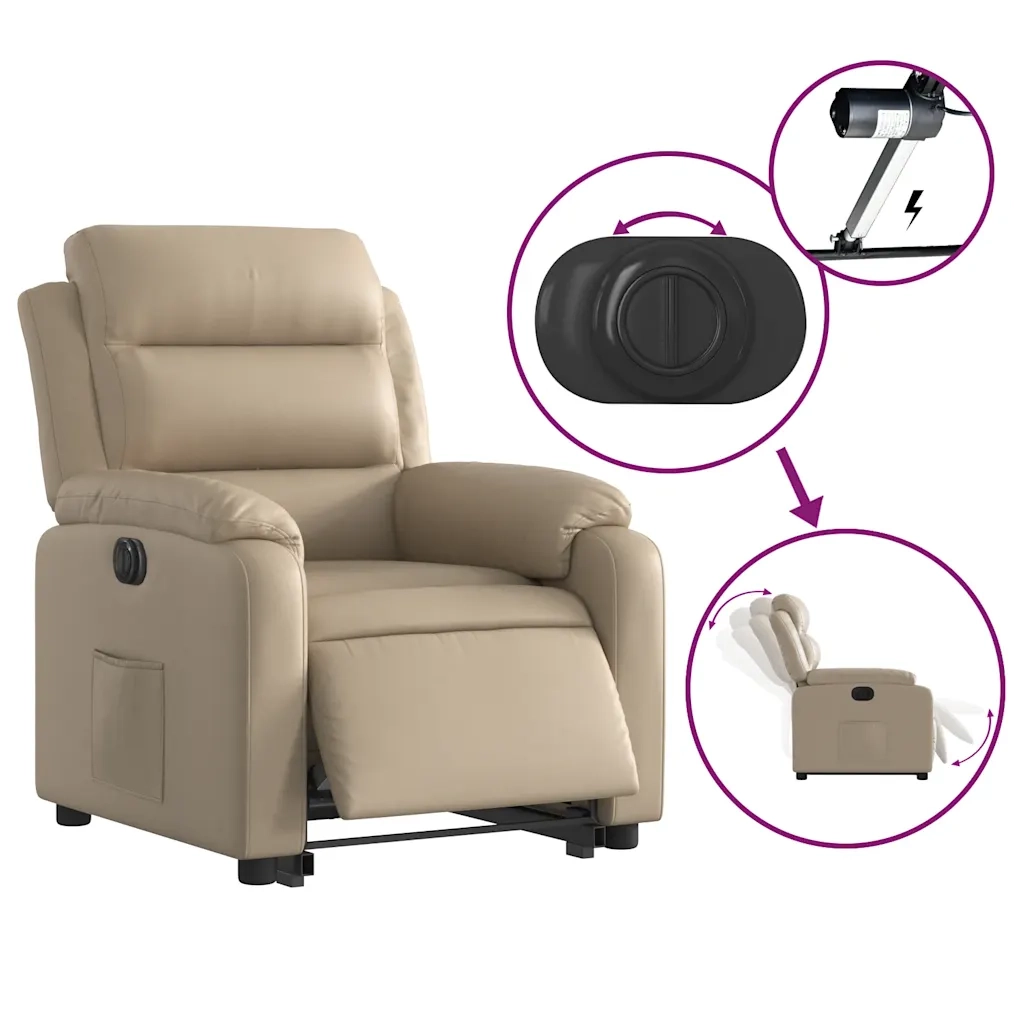 Poltrona Alzapersona Reclinante Elettrica Cappuccino Similpelle 3205062