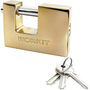 LUCCHETTO RETTANGOLARE WORKIT - OTTONE CHIAVI 3 MM 70- 6 pezzi