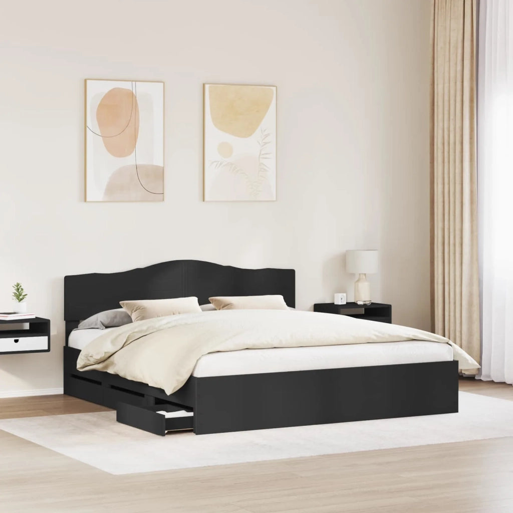 Struttura del letto Nero 200 x 200 cm Legno Ingegnerizzato 3412971