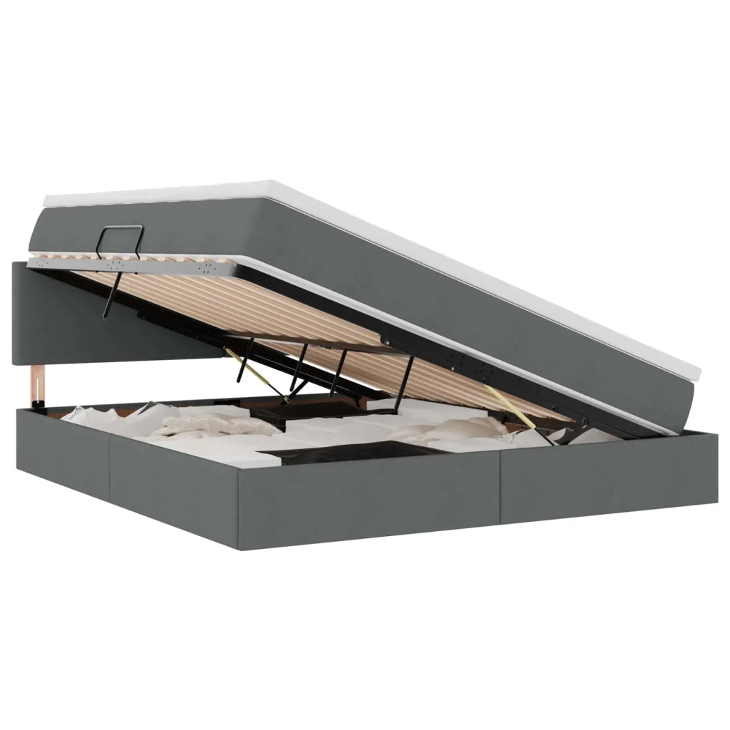 Letto con contenitore e materasso Grigio scuro 160 x 200 cm