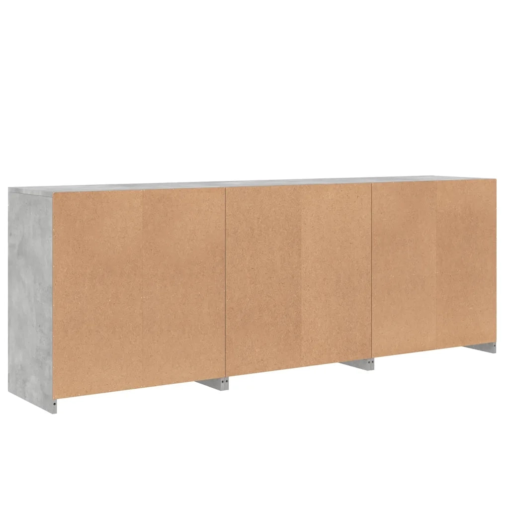 Credenza con Luci LED-Buffet-Armadio da cucina Grigio Cemento 181,5x37x67 cm 618067