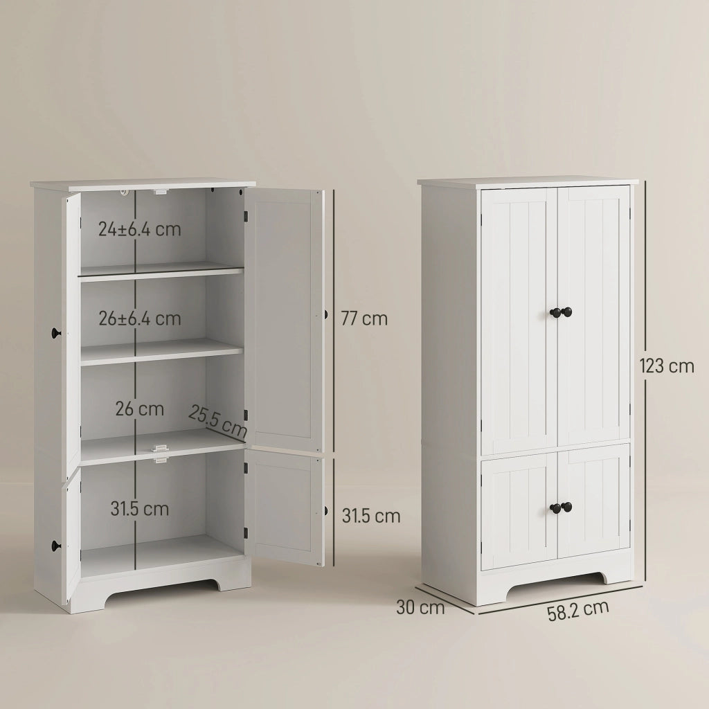 Mobile Credenza 4 Ante ¨C Xylo ¨C Bianco con 2 Armadietti e Ripiano Regolabile 58x30x123