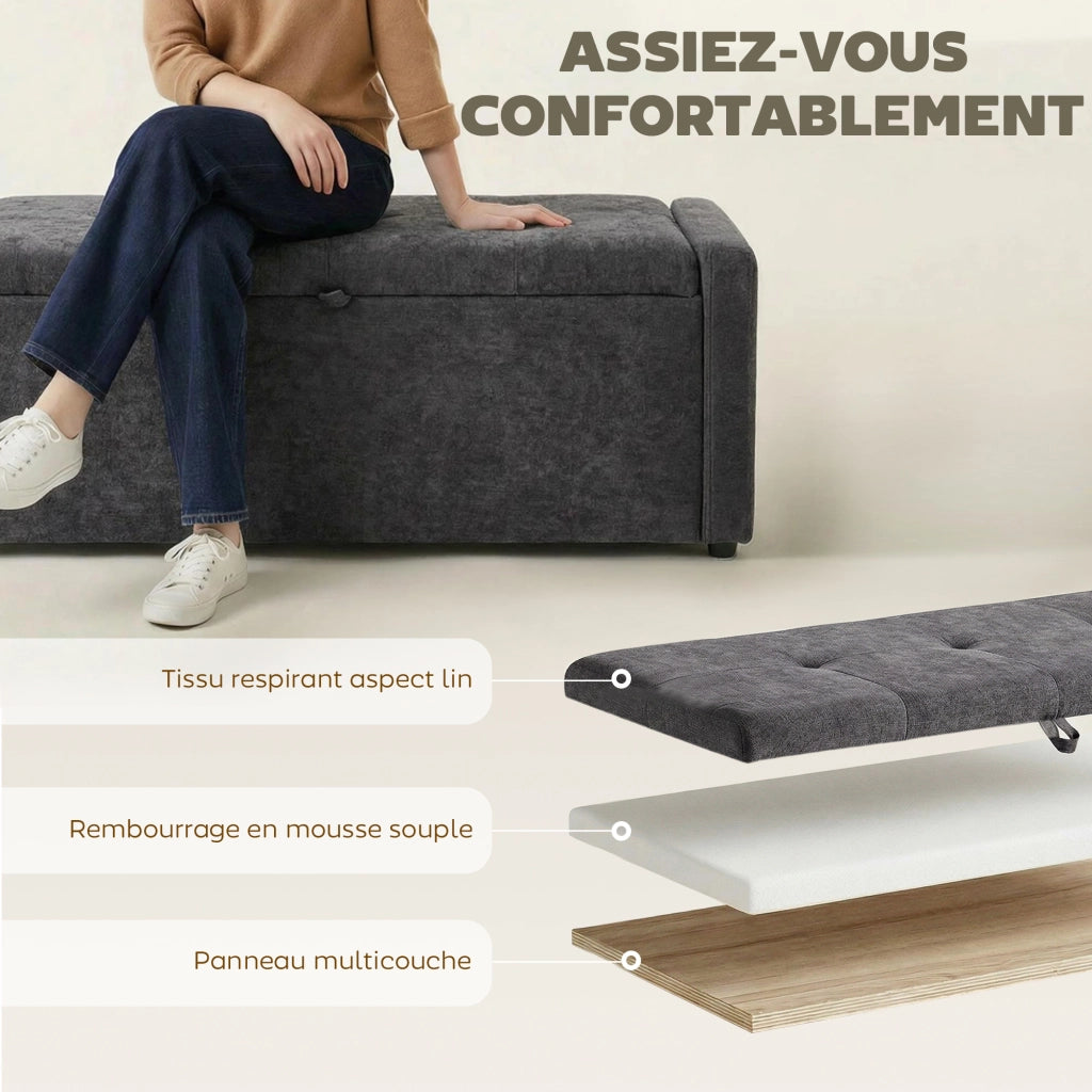 Pouf contenitore ¨C Xylo ¨C tessuto grigio scuro 122x48x44 cm