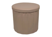 Pouf Salotto Contenitore Ecopelle Rotondo Pieghevole Tinta Unita - Pouf - Tortora