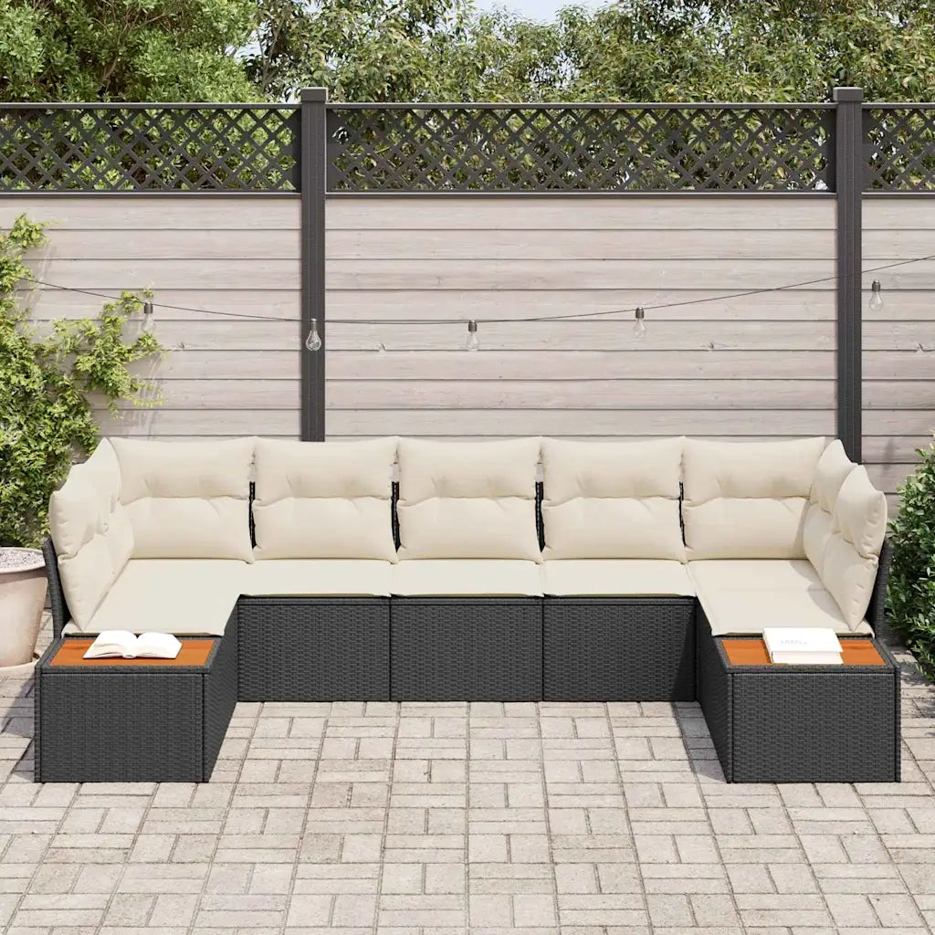 Set Divano da Giardino con cuscino 7 pcs Nero polyrattan 3348158