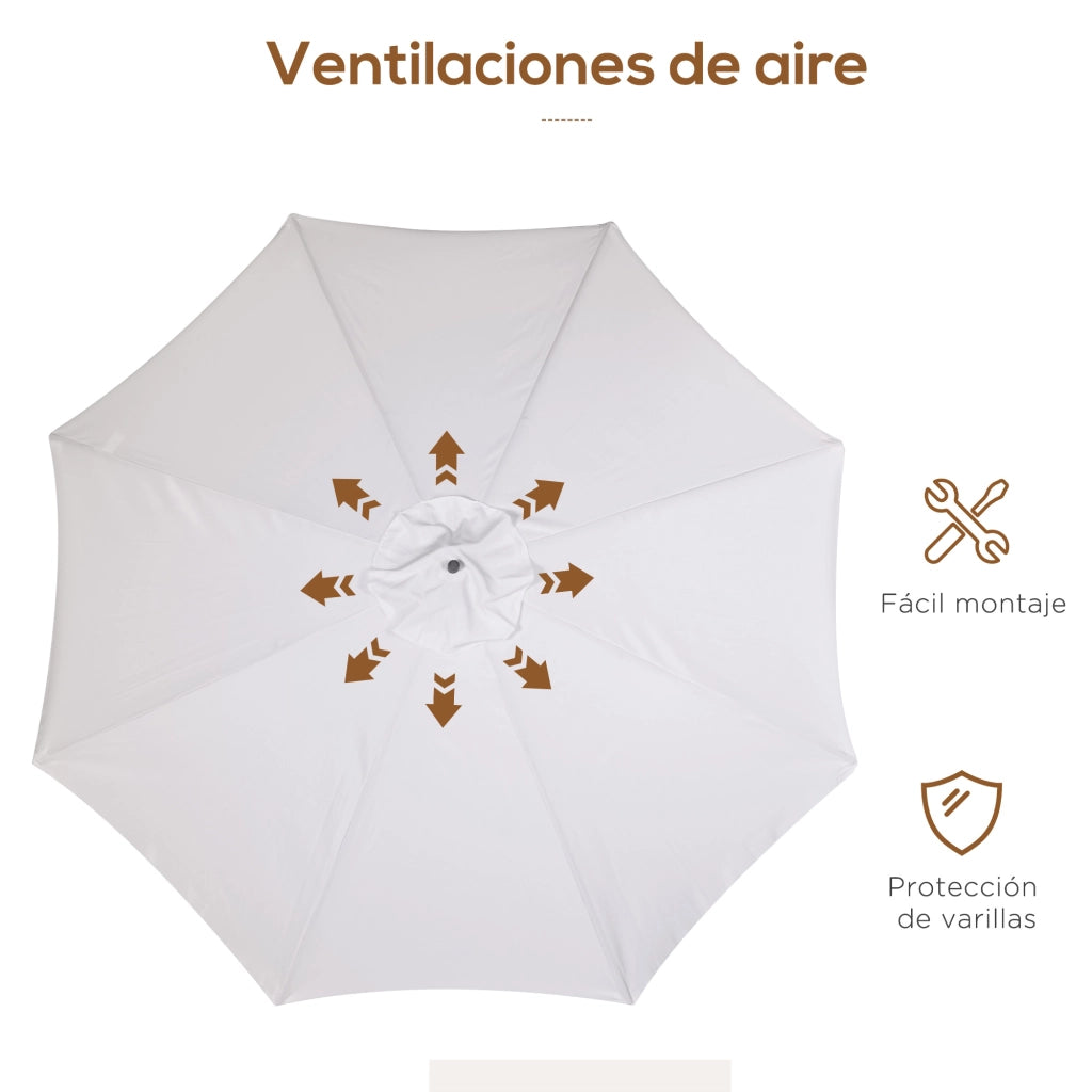 Ombrellone da Giardino ¨C Minimal ¨C Bamb¨´ 8 Bracci Legno Beige ?325 cm