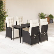 Set da Pranzo da Giardino 5 pz Nero con Cuscini in Polyrattan