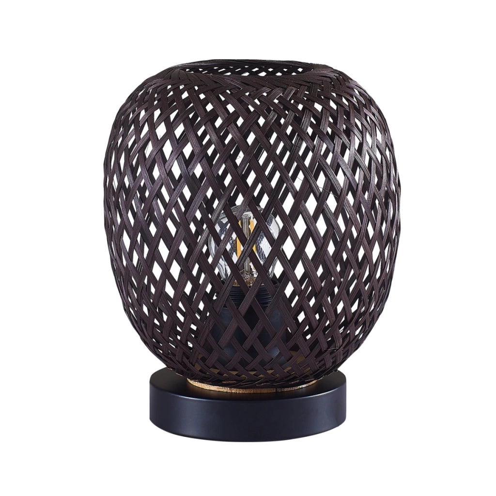 Lampada da tavolo boho nera bambù E27 Polux Zanzibar