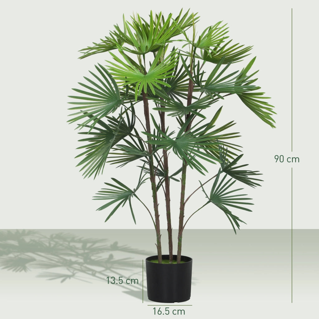 Palma Artificiale Verde con Vaso ¨C Minimal ¨C 90 cm ?16.5x13.5 cm