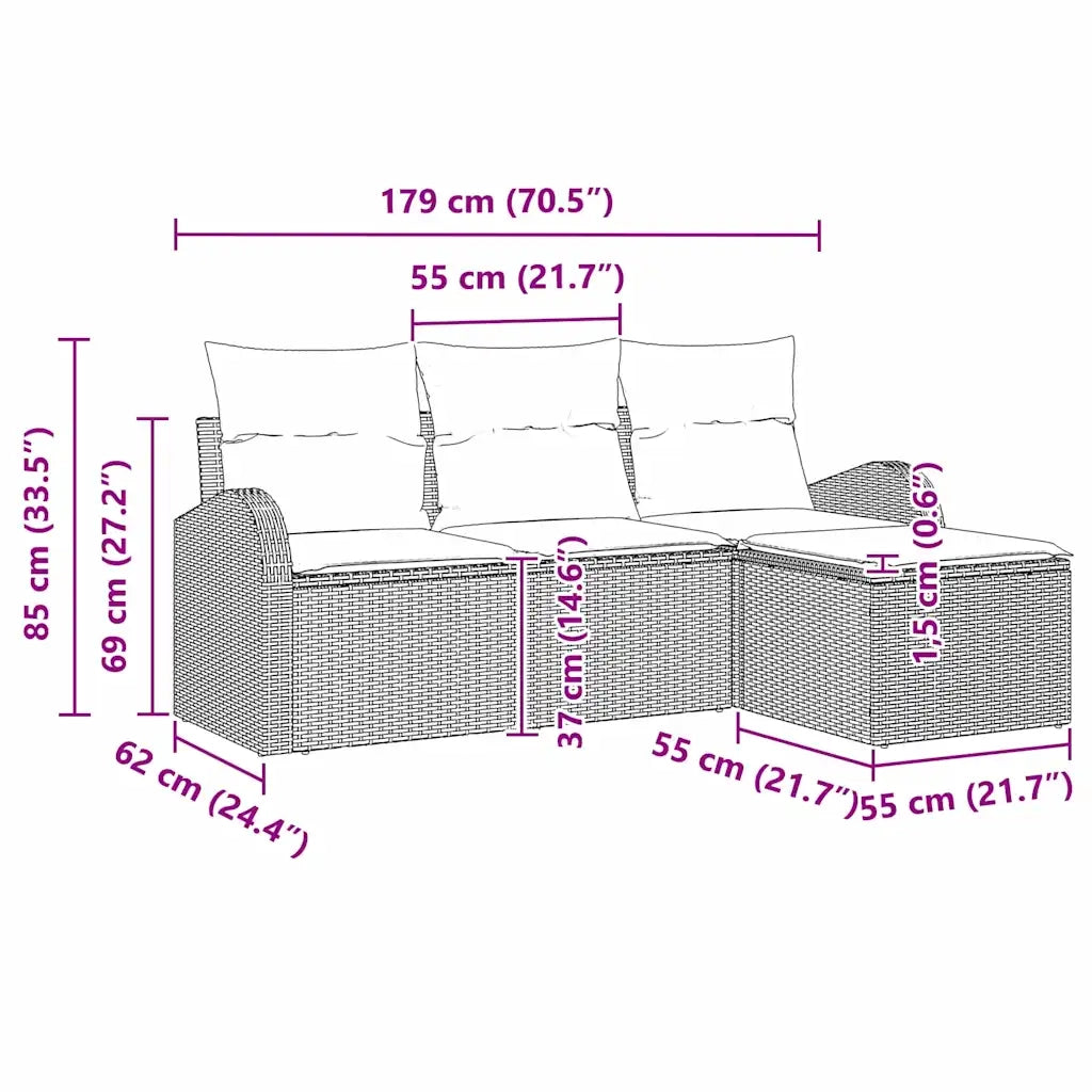 Set Divano da Giardino | Set Salotto da Giardino Nero polyrattan