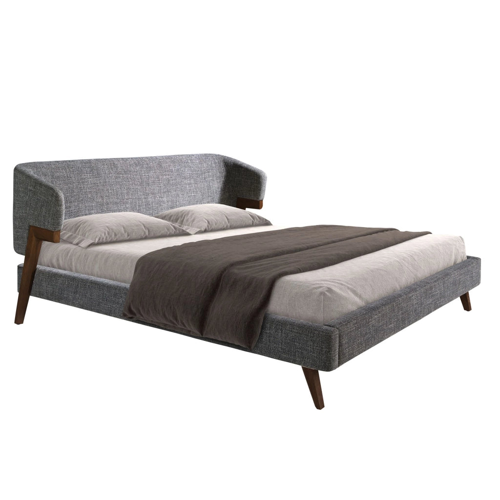 Letto in tessuto grigio