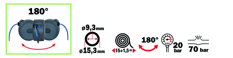 AVVOLGITUBO A MURO PER ARIA COMPRESSA mt. 15