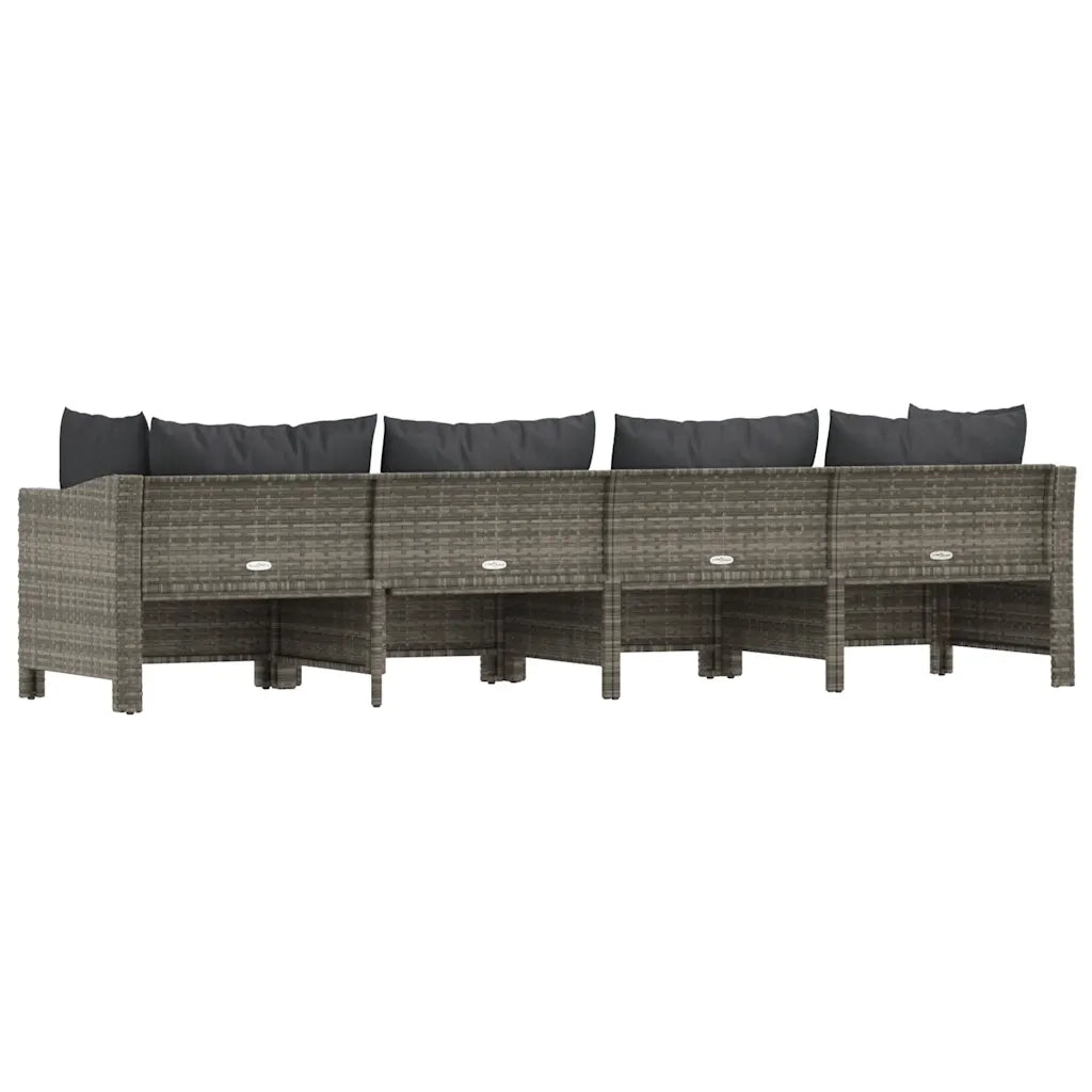 Set da giardino 4 pz | Set Salotto da Giardino con cuscini grigio in polyrattan