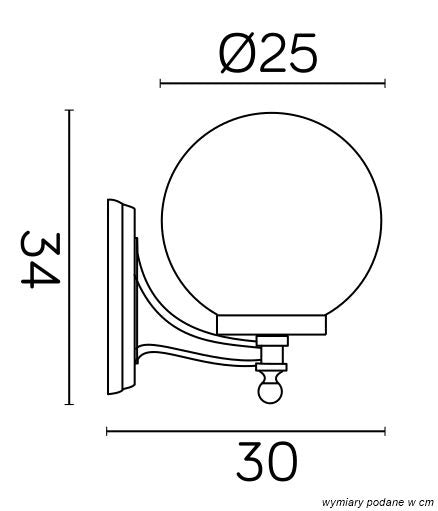 Applique da esterno sfera 25cm nera E27 IP43 SU-MA