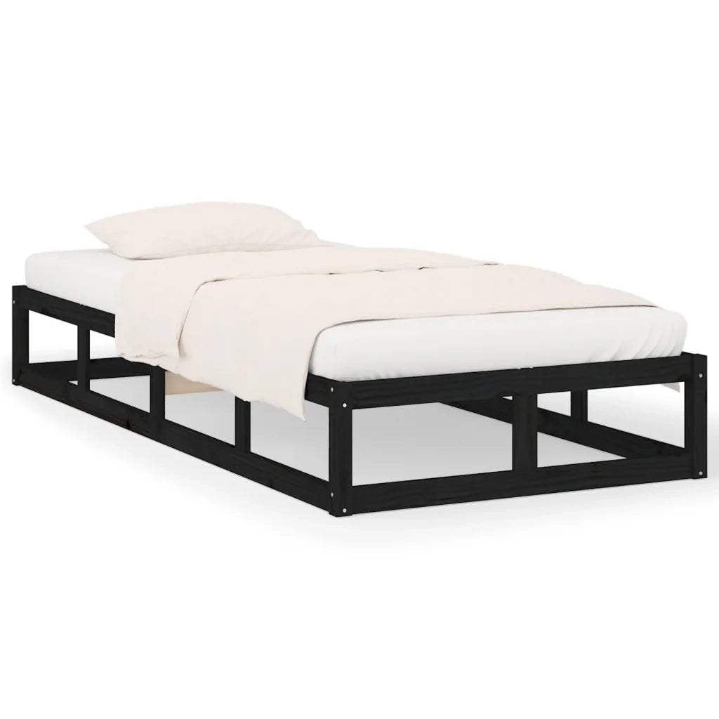Giroletto-Struttura Letto Nero 75x190 cm Small Single in Legno Massello 415405