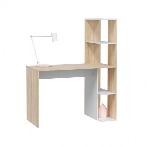 Scrivania Libreria WS Double 110x52x136h in Rovere Canadian e Bianco Artik