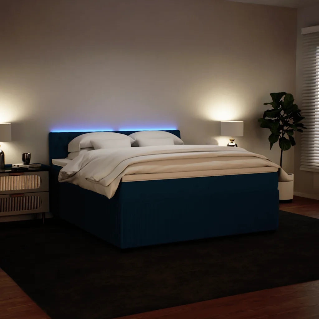 Giroletto a Molle con Materasso Blu 180x200 cm in Velluto 3290116