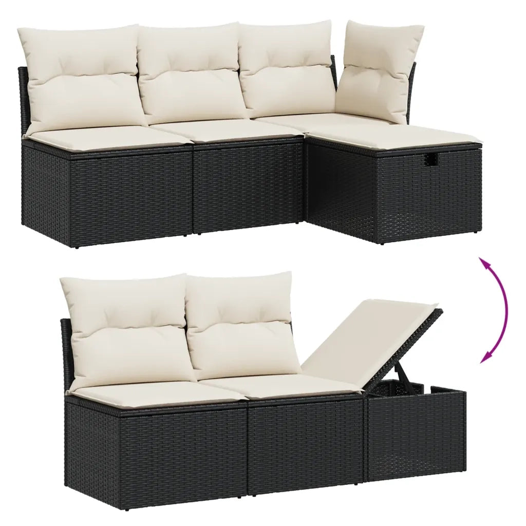 Set Divani da Giardino con Cuscini 7pz Nero Polyrattan 3265522