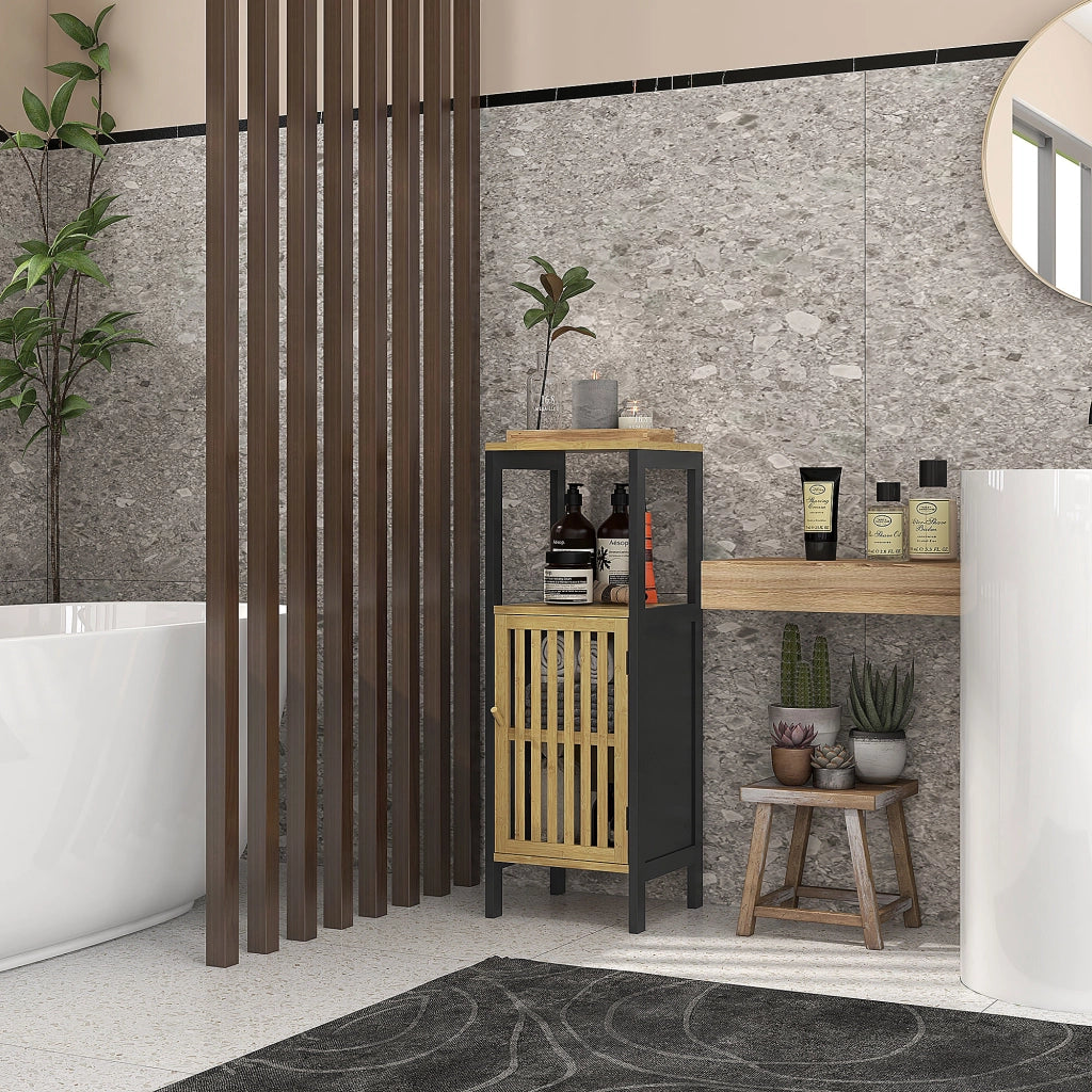 Mobiletto bagno bamb¨´ ante nero ¨C Minimal ¨C 32x30x90.5 cm