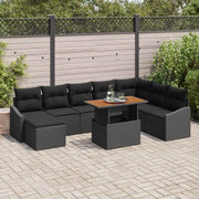 Set Divano da Giardino con archiviazione 9 pcs Nero Poly Rattan