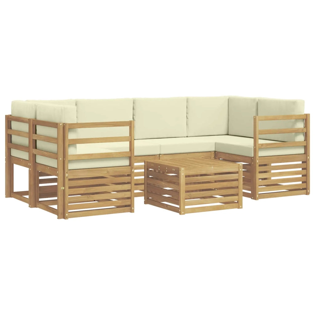 Set di divani da esterno 7 pcs Bianco e Crema Poliestere 3391455